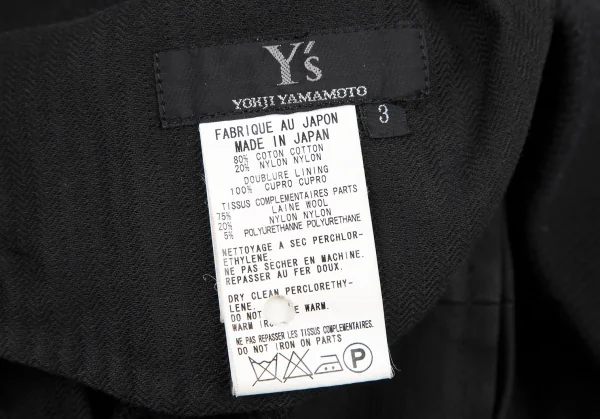 ワイズY's ヘリンボーン裁ち切りノーカラージップブルゾン 黒3 K-115329_018