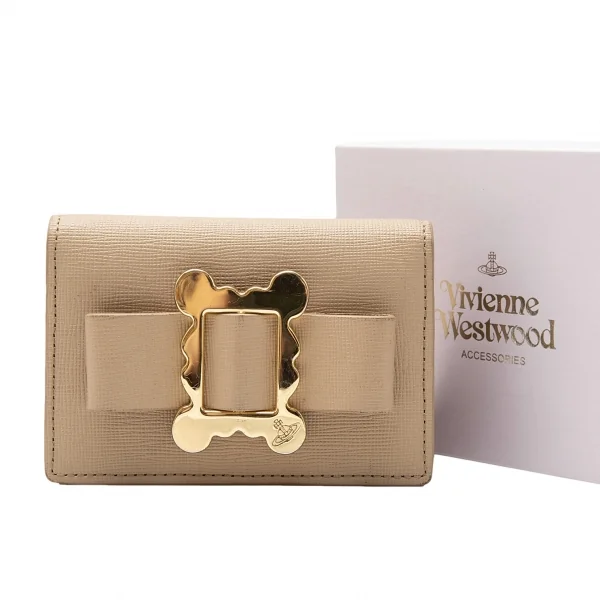 ヴィヴィアンウエストウッドVivienne Westwood リボン装飾カードケース ベージュ K-115346_001