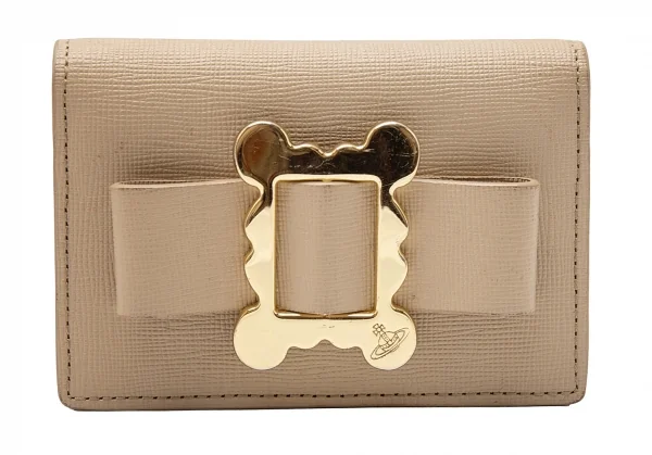 ヴィヴィアンウエストウッドVivienne Westwood リボン装飾カードケース ベージュ K-115346_002
