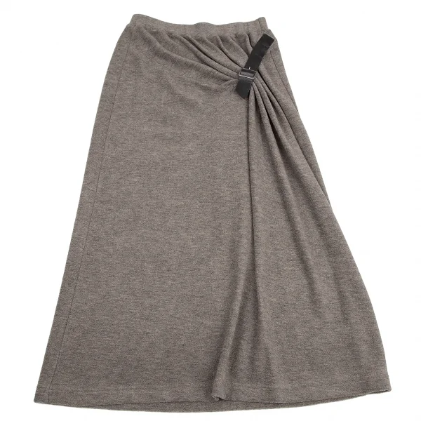 イッセイミヤケペルマネンテISSEY MIYAKEPERMANENTE ウールシルクパイルベルトドレープスカート グレージュM K-115356_002