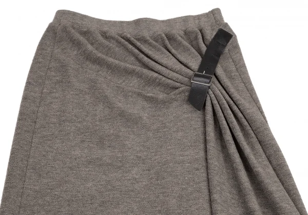 イッセイミヤケペルマネンテISSEY MIYAKEPERMANENTE ウールシルクパイルベルトドレープスカート グレージュM K-115356_003
