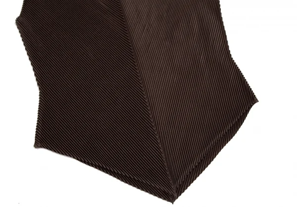 イッセイミヤケISSEY MIYAKE 斜行プリーツノースリーブプルオーバーブラウス 茶M位 K-115370_006