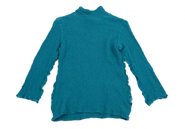 イッセイミヤケ ミーISSEY MIYAKE me 裾刺繍デザインハイネックカリフラワーカットソー 水色F K-115395_010