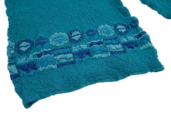 イッセイミヤケ ミーISSEY MIYAKE me 裾刺繍デザインハイネックカリフラワーカットソー 水色F K-115395_007