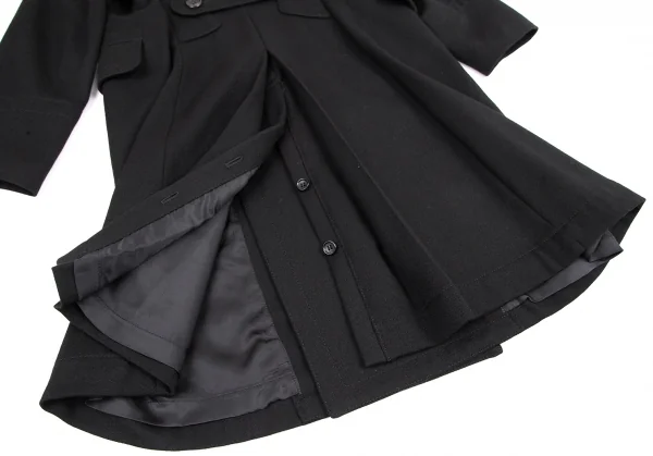 コムデギャルソン　チェスターコート　ダブルブレスト　M 黒 2004 日本製 1 コムデギャルソンCOMME des GARCONS カシミヤ混ウールダブルブレスト