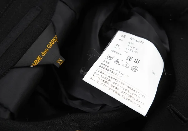 コムデギャルソンCOMME des GARCONS カシミヤ混ウールダブルブレストコート 黒XS K-115408_017