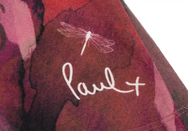 ポールスミスプラスPaul+ フローラルバックロゴプリントTシャツ 赤ピンクM K-115414_006