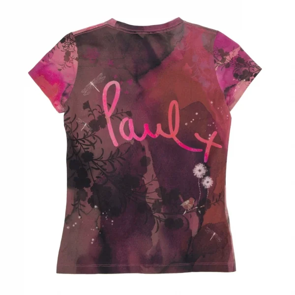 ポールスミスプラスPaul+ フローラルバックロゴプリントTシャツ 赤ピンクM K-115414_008