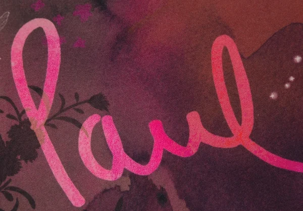 ポールスミスプラスPaul+ フローラルバックロゴプリントTシャツ 赤ピンクM K-115414_009