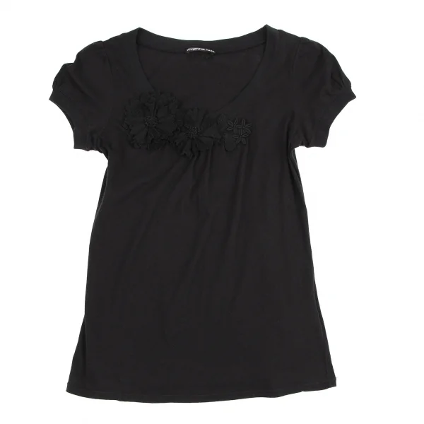 ヴィヴィアンタムVIVIENNETAM フラワーコサージュ装飾Tシャツ 黒0 K-115418_002