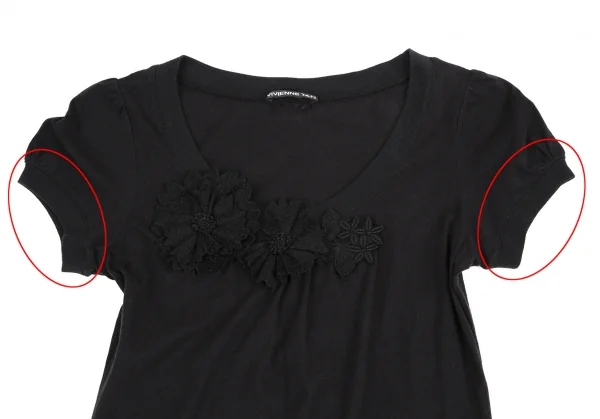 ヴィヴィアンタムVIVIENNETAM フラワーコサージュ装飾Tシャツ 黒0 K-115418_003