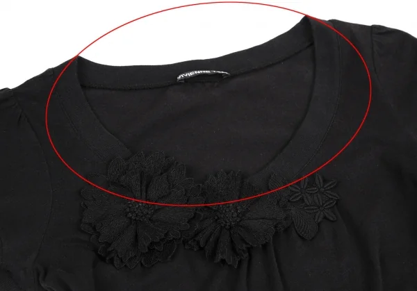 ヴィヴィアンタムVIVIENNETAM フラワーコサージュ装飾Tシャツ 黒0 K-115418_006