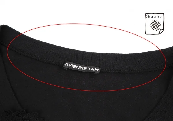 ヴィヴィアンタムVIVIENNETAM フラワーコサージュ装飾Tシャツ 黒0 K-115418_007