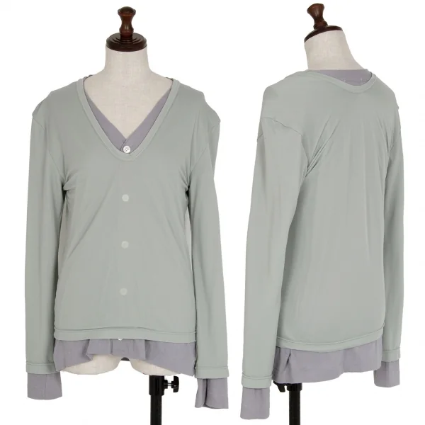 コムデギャルソンCOMME des GARCONS カーディガンドッキングVネックトップス ブルーグレーパープルS K-115442_001