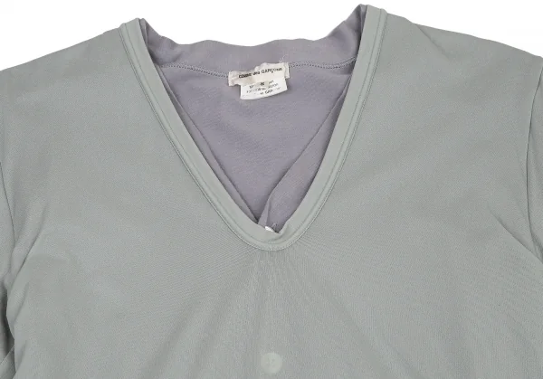 コムデギャルソンCOMME des GARCONS カーディガンドッキングVネックトップス ブルーグレーパープルS K-115442_003