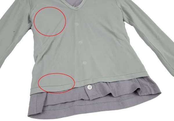 コムデギャルソンCOMME des GARCONS カーディガンドッキングVネックトップス ブルーグレーパープルS K-115442_008