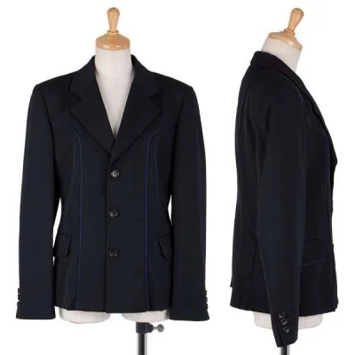 ローブドシャンブル コムデギャルソンrobe de chambre COMME des GARCONS ブレードデザインウールギャバジャケット 紺