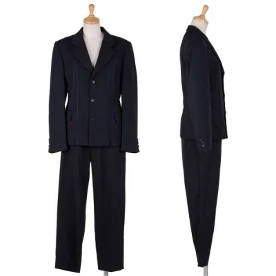 ローブデシャンブレ コムデギャルソンrobe de chambre COMME des GARCONS ブレードデザインウールギャバセットアップスーツ 紺