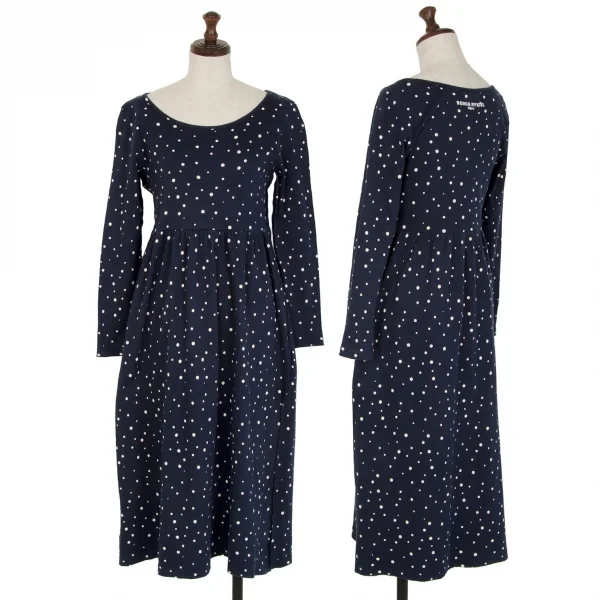 ソニアリキエルSONIA RYKIEL インサイドアウトドットワンピース 紺M K-115476_001