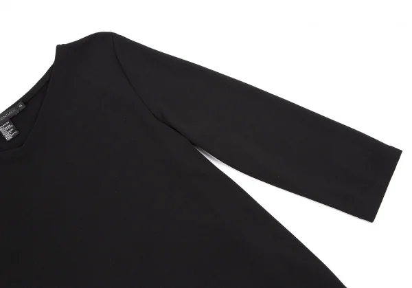 ダナキャランDKNY EENTIAL レーヨンポリ7分袖Vネックカットソー 黒S K-115477_004