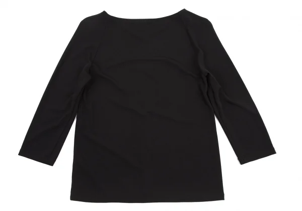 ダナキャランDKNY EENTIAL レーヨンポリ7分袖Vネックカットソー 黒S K-115477_008