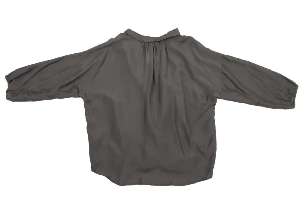 ランバンオンブルーLANVIN en Bleu フロントドレープスキッパーシャツ グレー38 K-115482_012