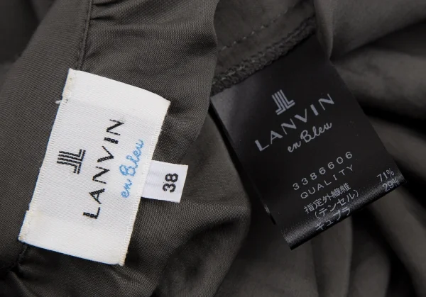 ランバンオンブルーLANVIN en Bleu フロントドレープスキッパーシャツ グレー38 K-115482_015