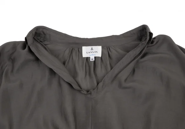 ランバンオンブルーLANVIN en Bleu フロントドレープスキッパーシャツ グレー38 K-115482_003