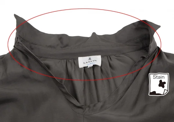 ランバンオンブルーLANVIN en Bleu フロントドレープスキッパーシャツ グレー38 K-115482_004