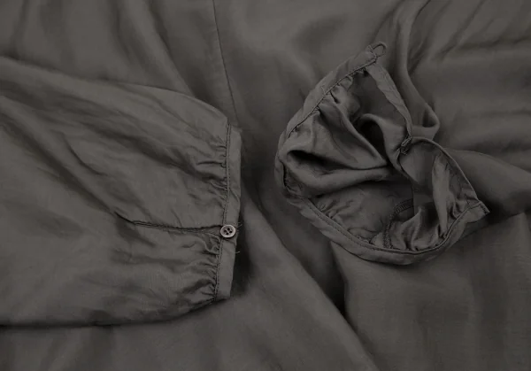 ランバンオンブルーLANVIN en Bleu フロントドレープスキッパーシャツ グレー38 K-115482_008