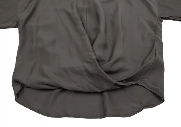 ランバンオンブルーLANVIN en Bleu フロントドレープスキッパーシャツ グレー38 K-115482_009