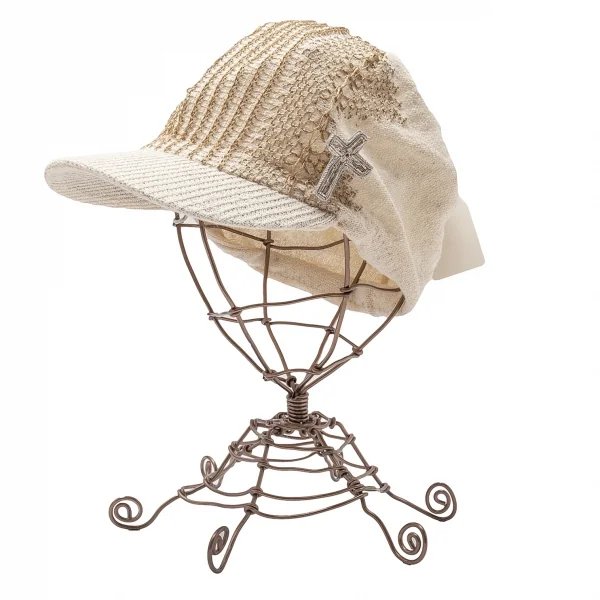 カシラCA4LA クロス装飾ラメステッチニットキャスケット ベージュ K-115486_001