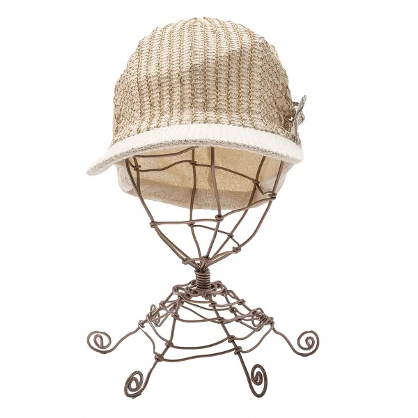 カシラCA4LA クロス装飾ラメステッチニットキャスケット ベージュ K-115486_002