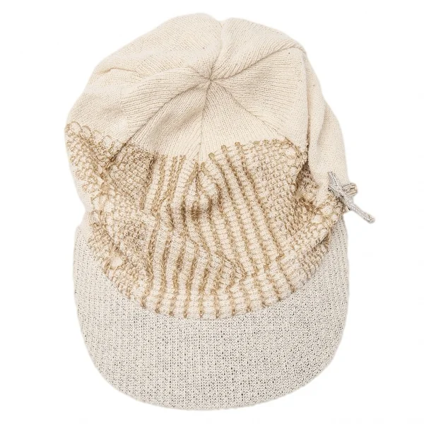 カシラCA4LA クロス装飾ラメステッチニットキャスケット ベージュ K-115486_007