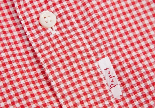 パパスPapas コットンギンガムチェックシャツ 白赤L (K-115519)