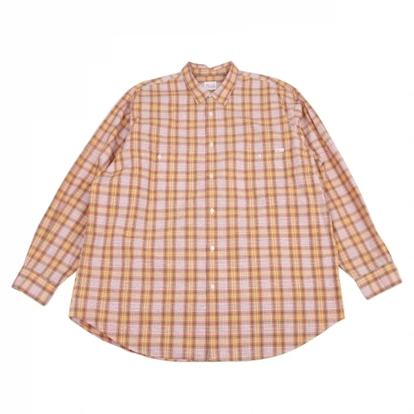 Papas Cotton Check Sleeve Switching Long Sleeve Shirt White,Yellow,Orange LL K-115520_001