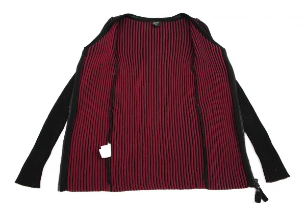 ジャンポールゴルチエ ファムJean Paul GAULTIER FEMME ジップアップバイカラーリブニット 黒赤40 K-115524_010