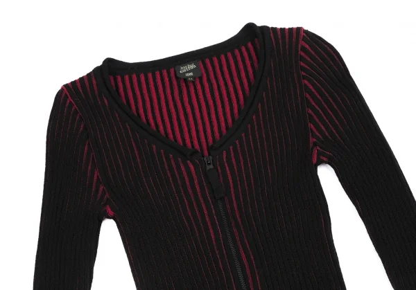 ジャンポールゴルチエ ファムJean Paul GAULTIER FEMME ジップアップバイカラーリブニット 黒赤40 K-115524_003