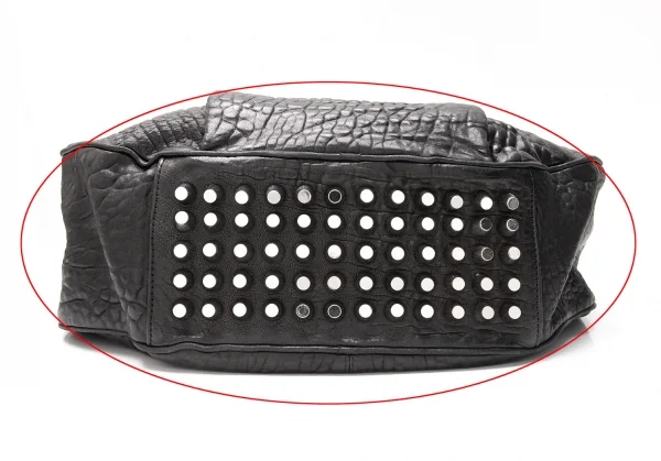 アレキサンダーワンALEXANDER WANG ボトムスタッズシュリンクレザーショルダーバッグ 黒 K-115536_005