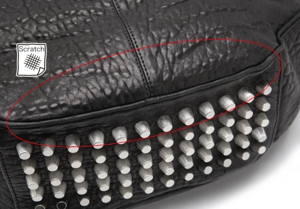 アレキサンダーワンALEXANDER WANG ボトムスタッズシュリンクレザーショルダーバッグ 黒 K-115536_008