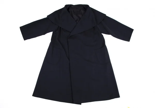 ワイズY's ウールドレープボタンレスコート 紺M位 K-115547_002