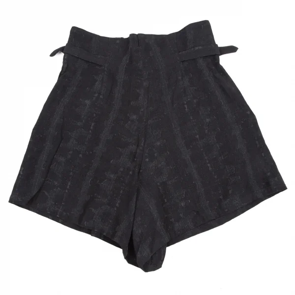 ワイズY's レーヨンポリサイドベルト総柄ショートパンツ チャコールM位 K-115549_010