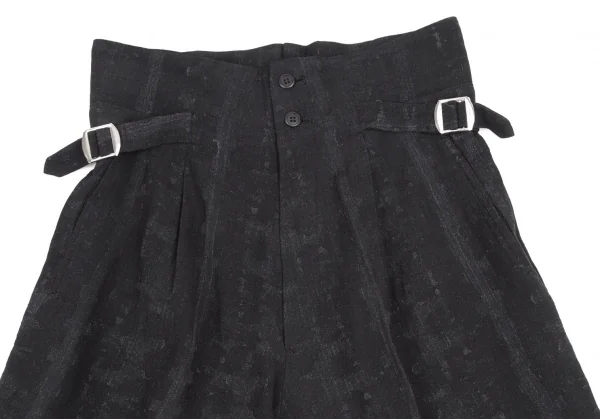 ワイズY's レーヨンポリサイドベルト総柄ショートパンツ チャコールM位 K-115549_002