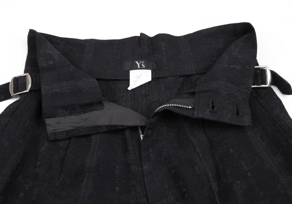 ワイズY's レーヨンポリサイドベルト総柄ショートパンツ チャコールM位 K-115549_005