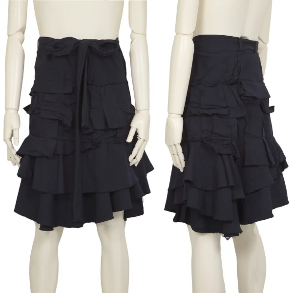 COMME des GARCONS HOMME PLUS Dyed Tiered Wrap Men's Skirt Navy XS K-115560_001