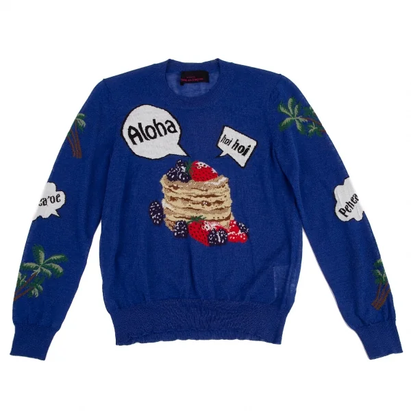 トリコ コムデギャルソン トリコスペシャルtricot COMME des GARCONS tricot Special ハワイアンパンケーキインターシャニット 青S位 K-115563_002