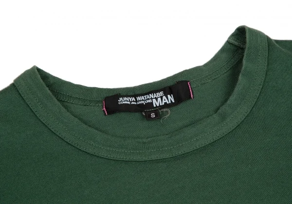 ジュンヤワタナベマンピンク コムデギャルソンJUNYA WATANABE MAN PINK COMME des GARCONS ファーマープリント製品染めTシャツ 深緑S K-115564_003