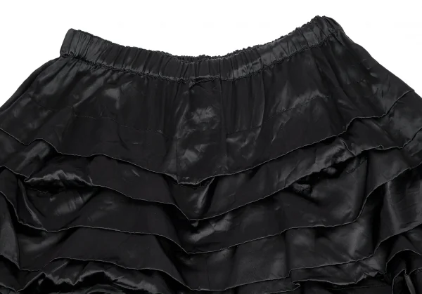 コムコム コムデギャルソンCOMME des GARCONS サテンティアードフリルサルエルパンツ 黒S K-115579_010