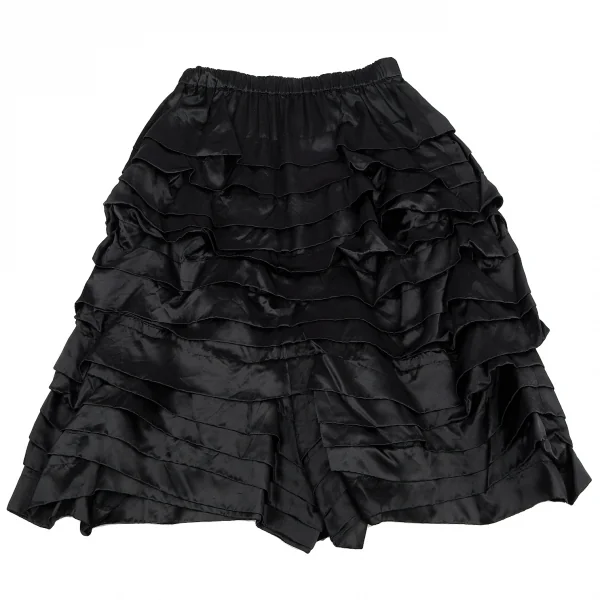 コムコム コムデギャルソンCOMME des GARCONS サテンティアードフリルサルエルパンツ 黒S K-115579_002