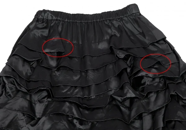 コムコム コムデギャルソンCOMME des GARCONS サテンティアードフリルサルエルパンツ 黒S K-115579_003
